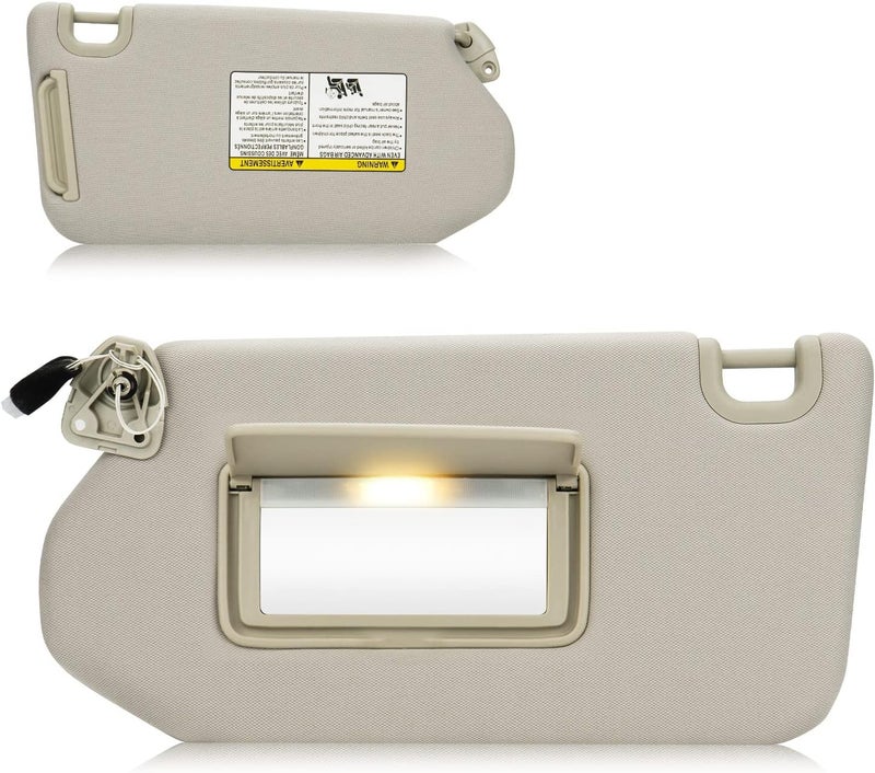 AEagle Sun Visor with Light for 2013-2018 Nissan Pathfinder, 2014-2017 Infiniti QX60, 2013 JX35, Left Driver Side Beige Sunvisor Replacement 96401-9PB0A - Image 1